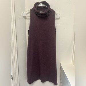 Leith Purple Sheath Midi Dress Mock Neck Sleeveless